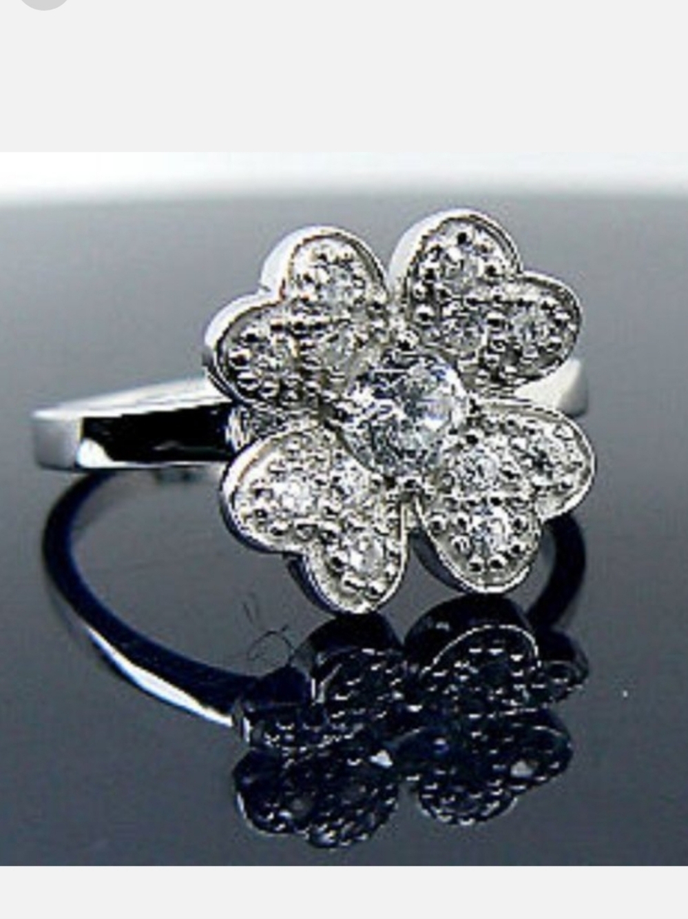 NEW Sterling SILVER Flower Ring